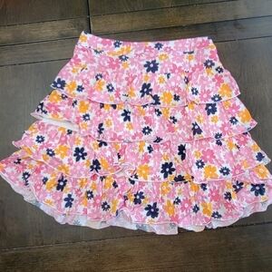 Lands End knit ruffled tiered skort pink girls